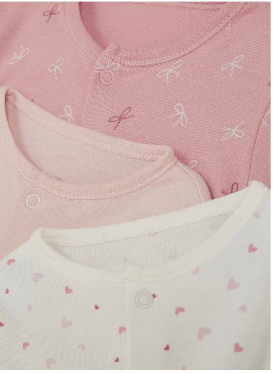 Lot 3 grenouillères Rose fille
