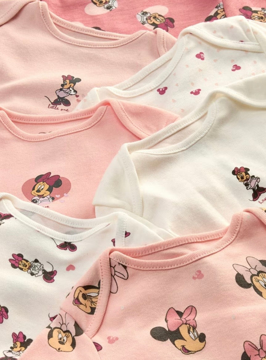 Pack 7 bodies manches longues Disney en Rose