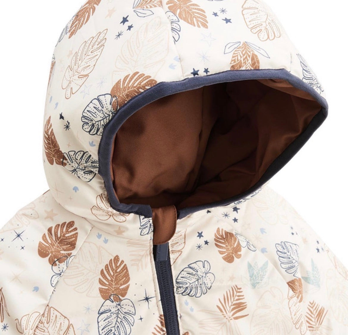 Doudoune réversible imperméable avec capuche en marron