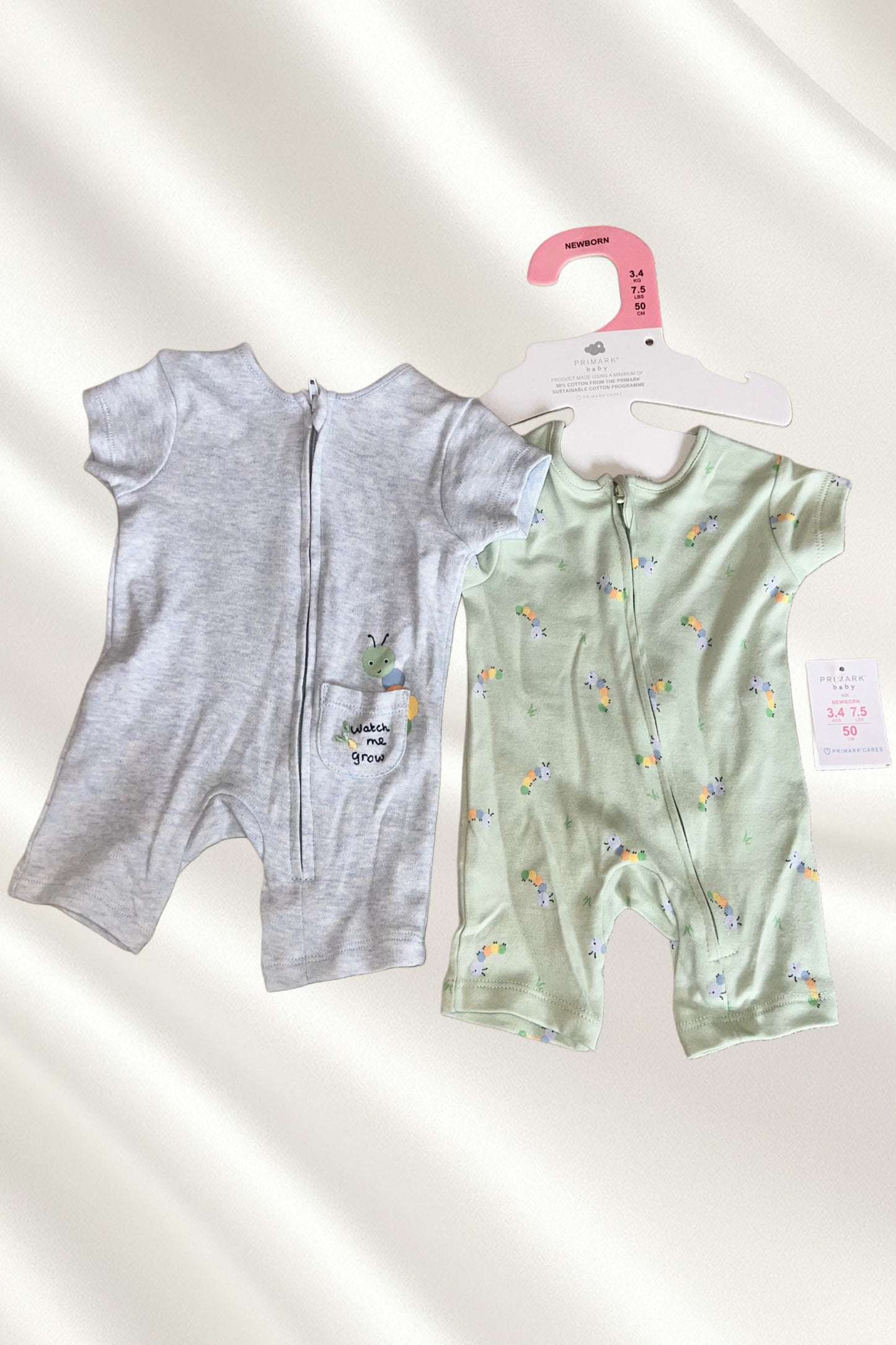 Lot 2 barboteuses zipées pour bébé
