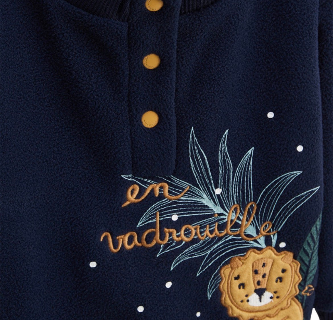 Ensemble 2 pcs sweat polaire bleu et pantalon molleton moutarde