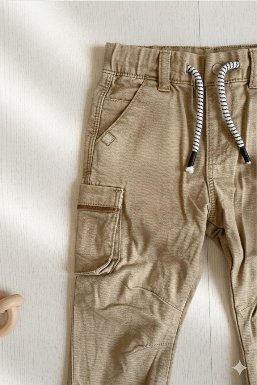 Ensemble 2 pcs chemise jean et pantalon beige