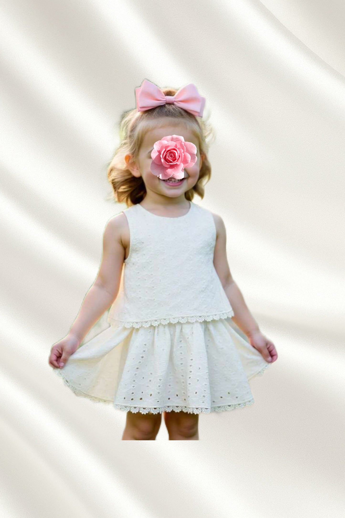 Robe en 2 pcs brodée blanche