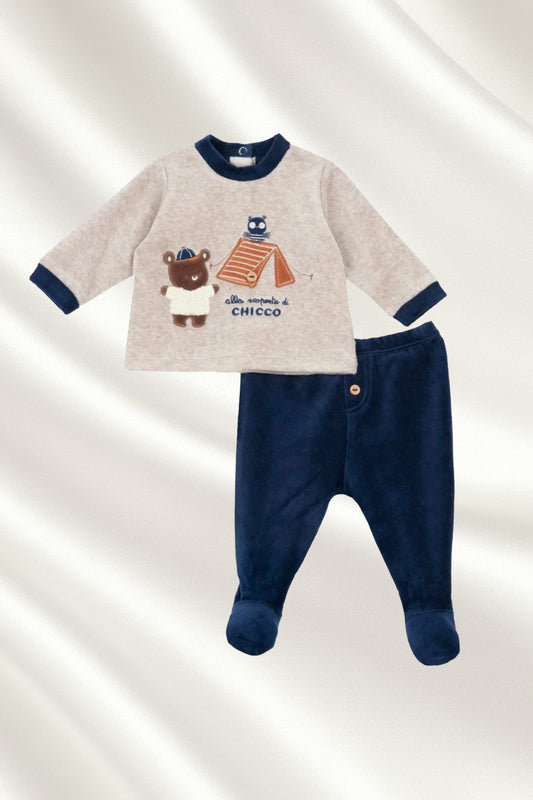 Ensemble Chicco beige & bleu marine