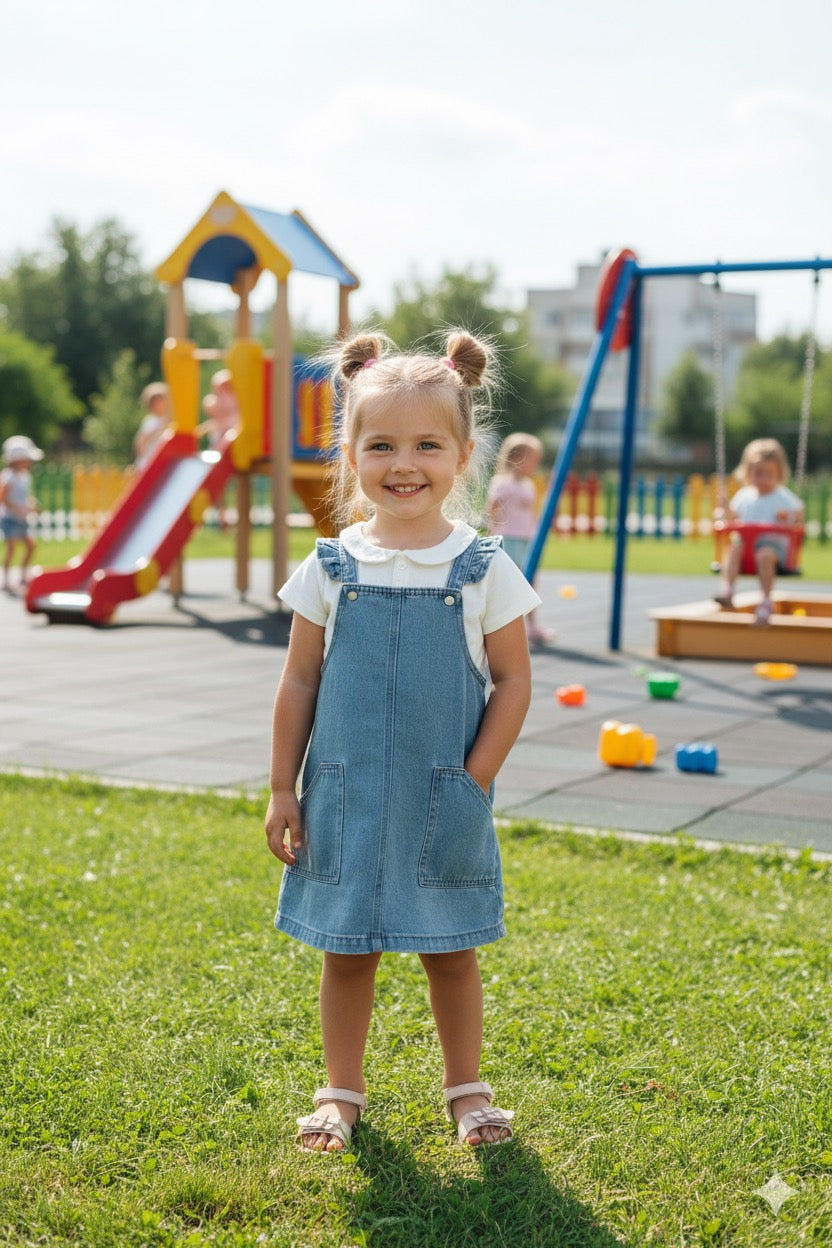 Ensemble 2 pcs robe salopette avec polo