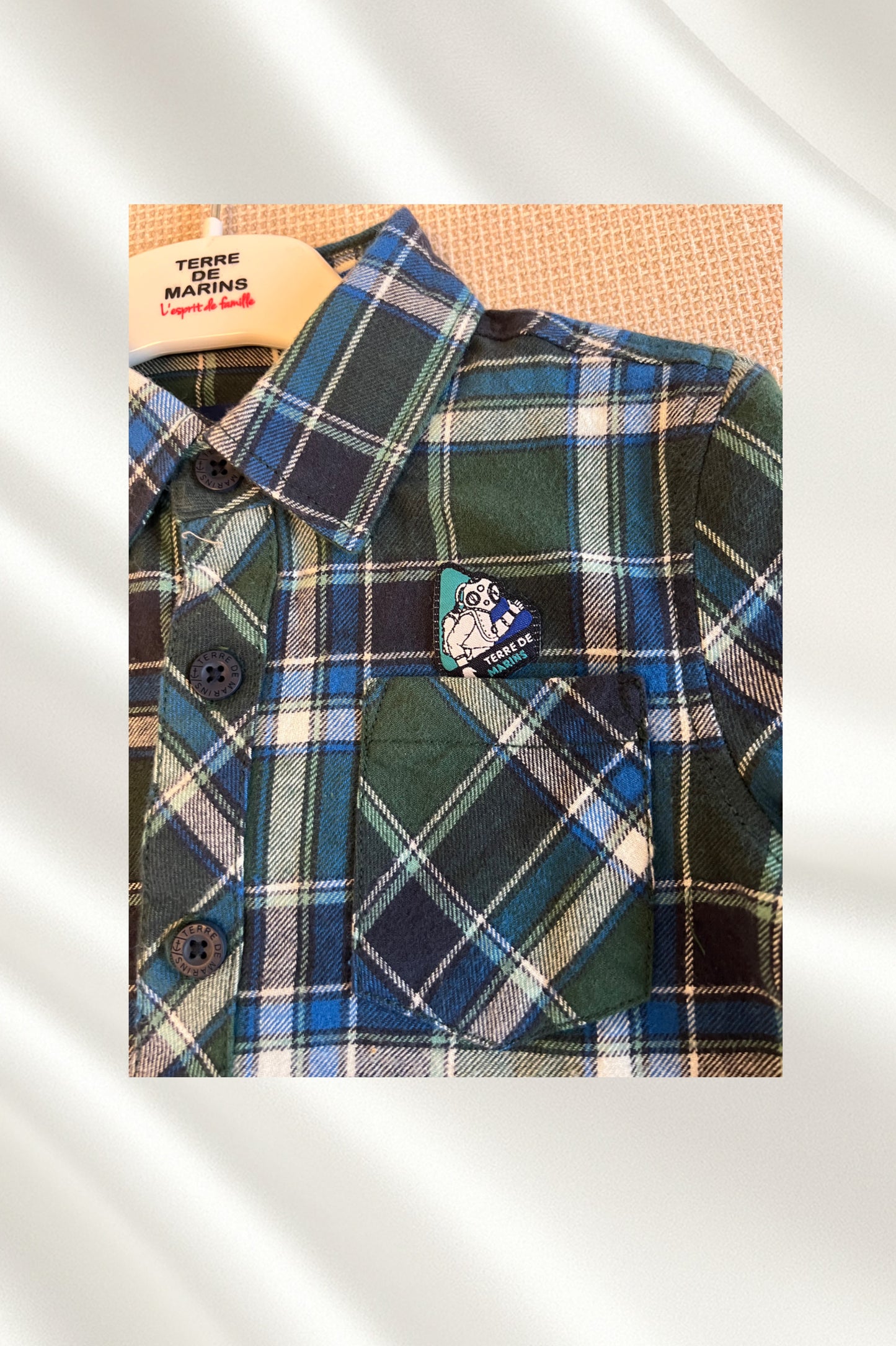 Chemise en carreaux verts pour garçons