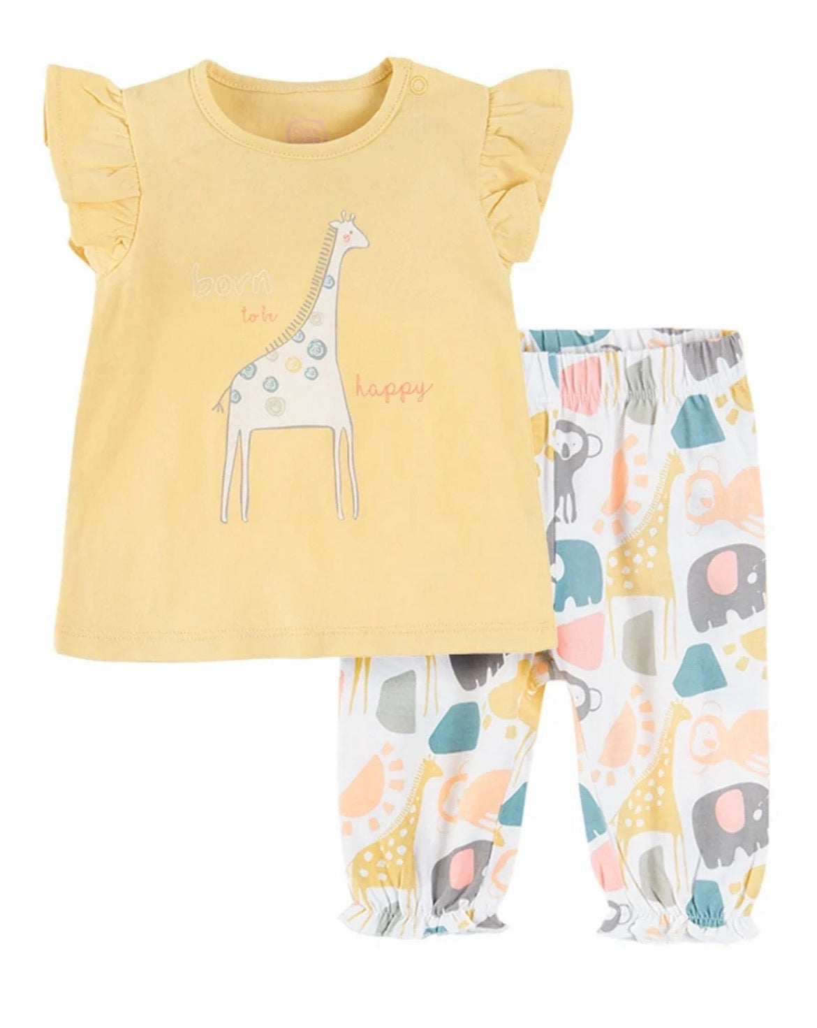 Ensemble Tshirt et pantalon jaune fleuri