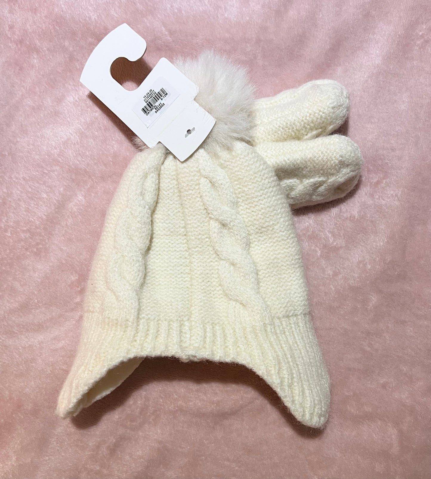 Bonnet + moufles en Blanc cassé