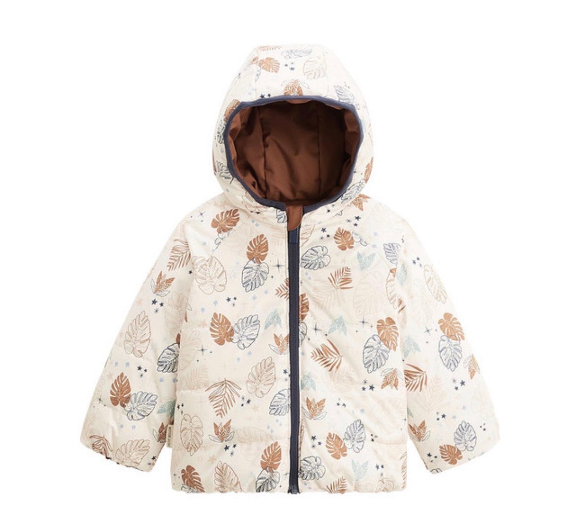 Doudoune réversible imperméable avec capuche en marron