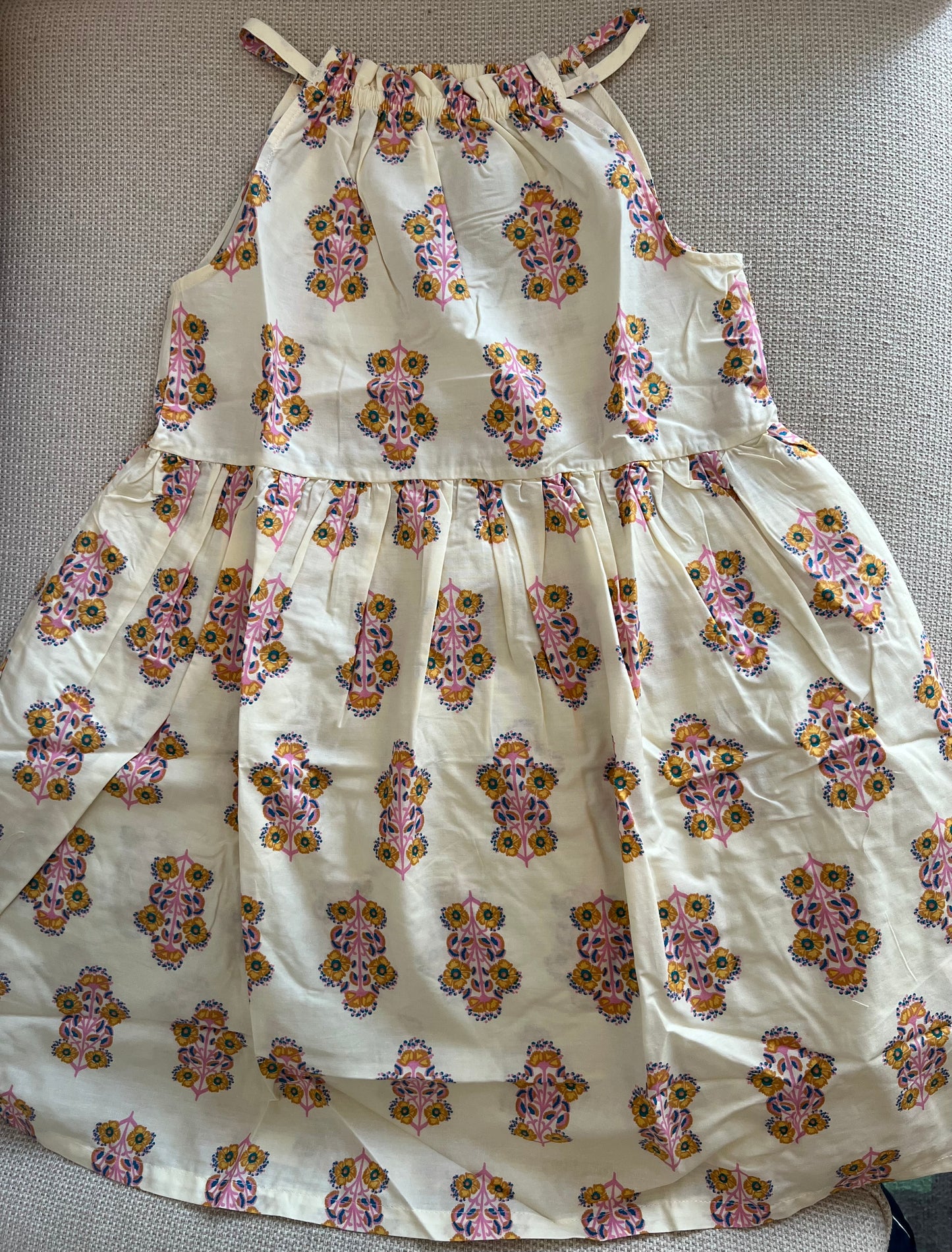 Robe multicolore beige débardeur