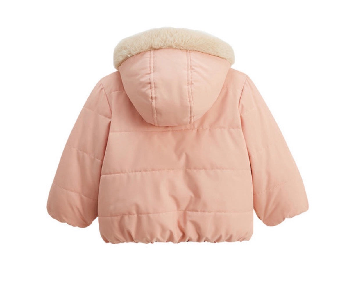 Doudoune réversible imperméable avec capuche en saumon