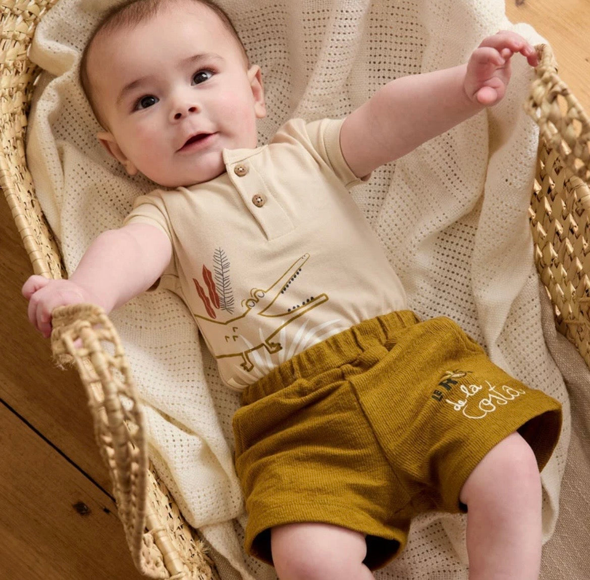 Ensemble 2 pcs Body & short beige kaki garçon