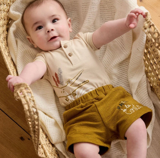 Ensemble 2 pcs Body & short beige kaki garçon