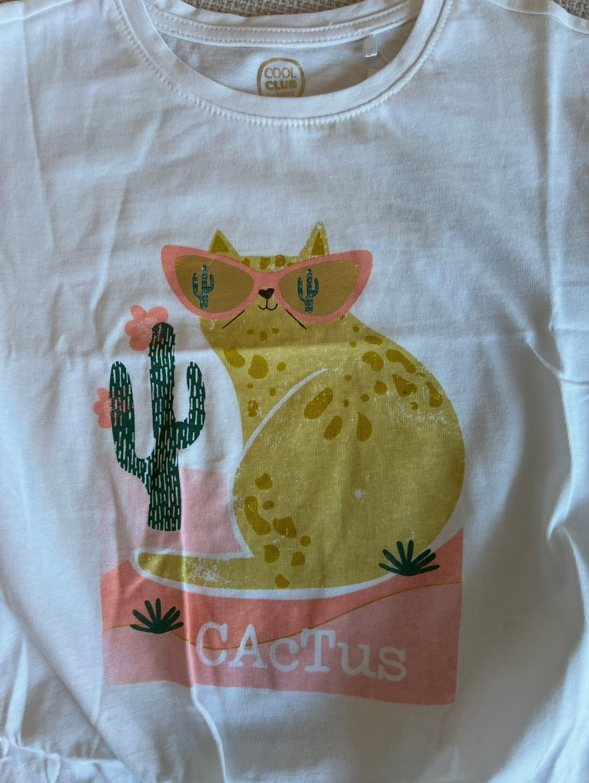 Ensemble 2 pcs Jean rose saumon avec T-shirt motif chat