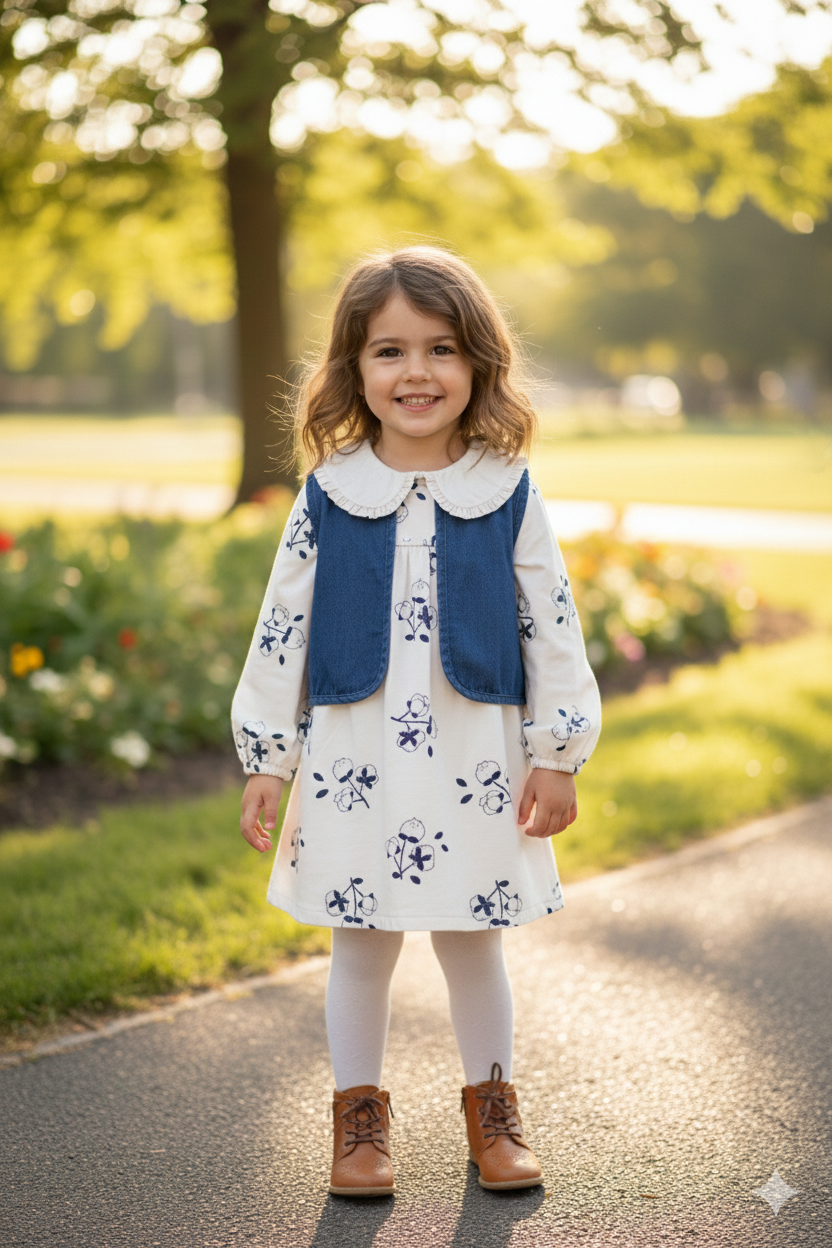 Robe fleurie avec gilet Denim