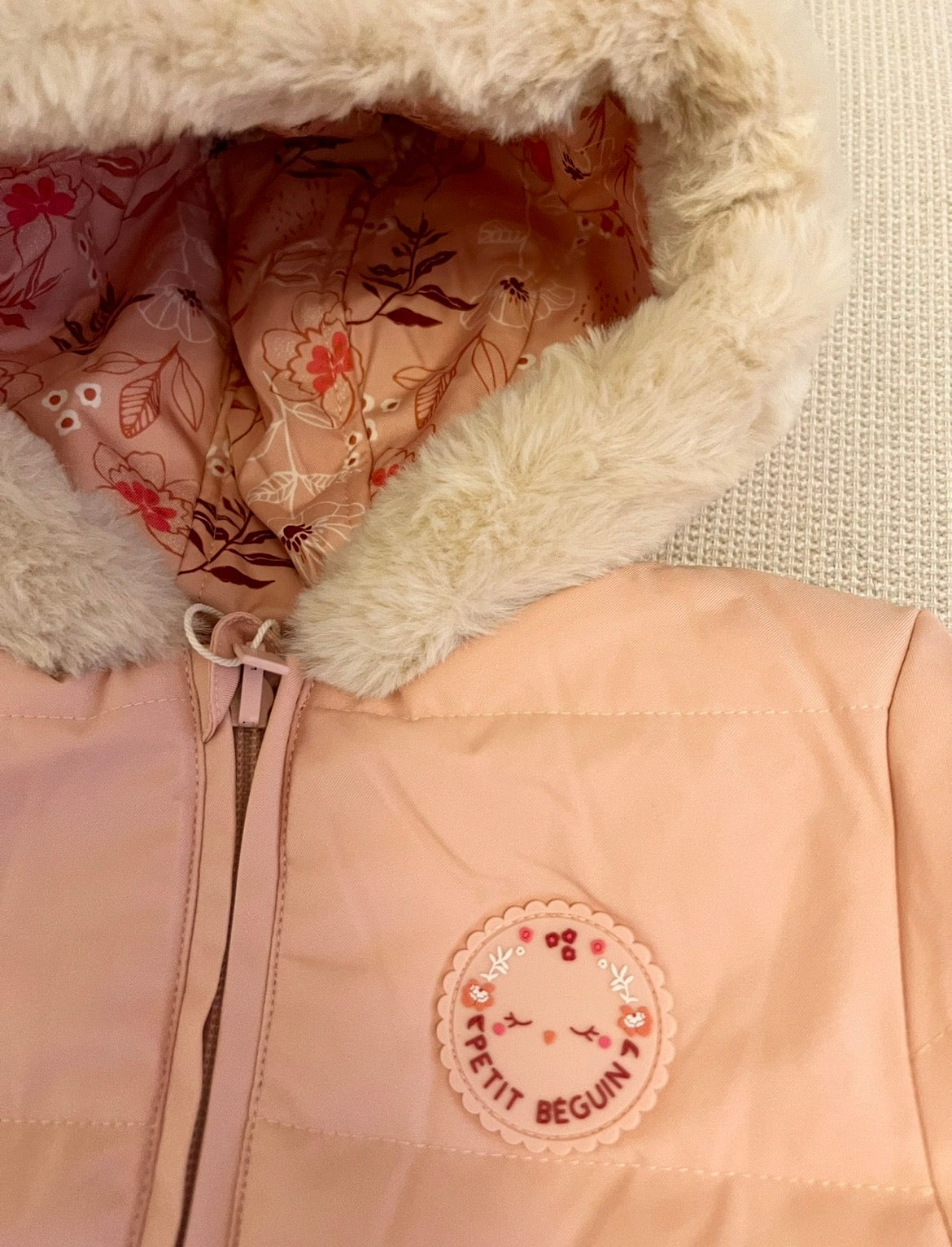 Doudoune réversible imperméable avec capuche en saumon