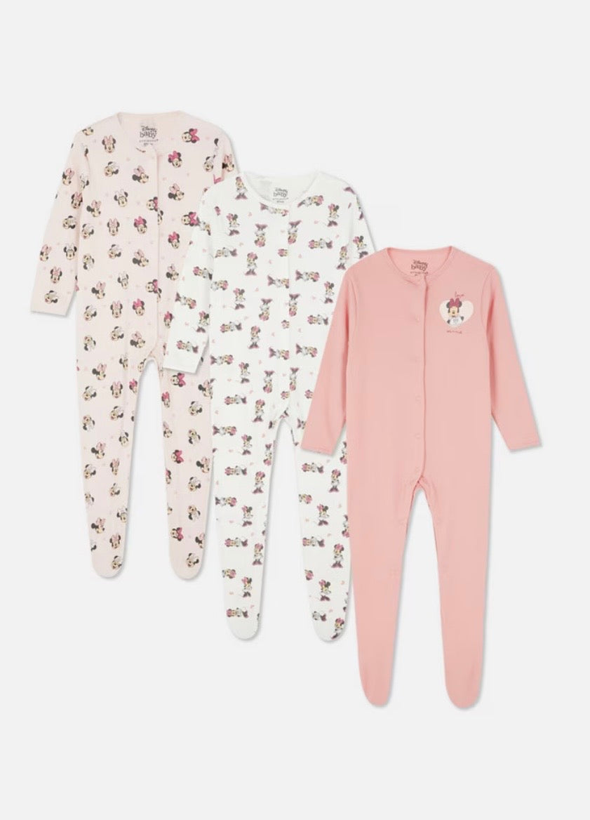 Lot 3 grenouillères Disney Rose