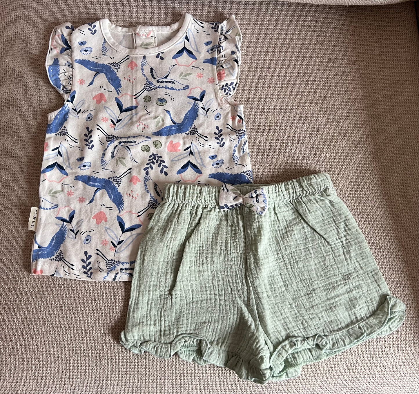 Ensemble 2 pcs Tshirt & short vert en coton Tiana fille