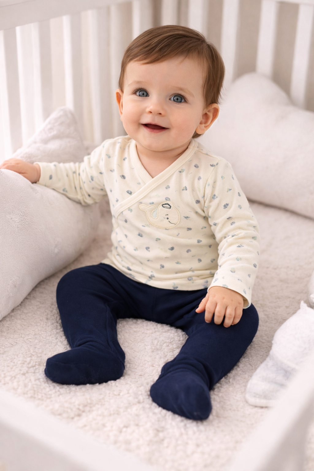 Ensemble 2 pcs cache-coeur avec pantalon bleu marine