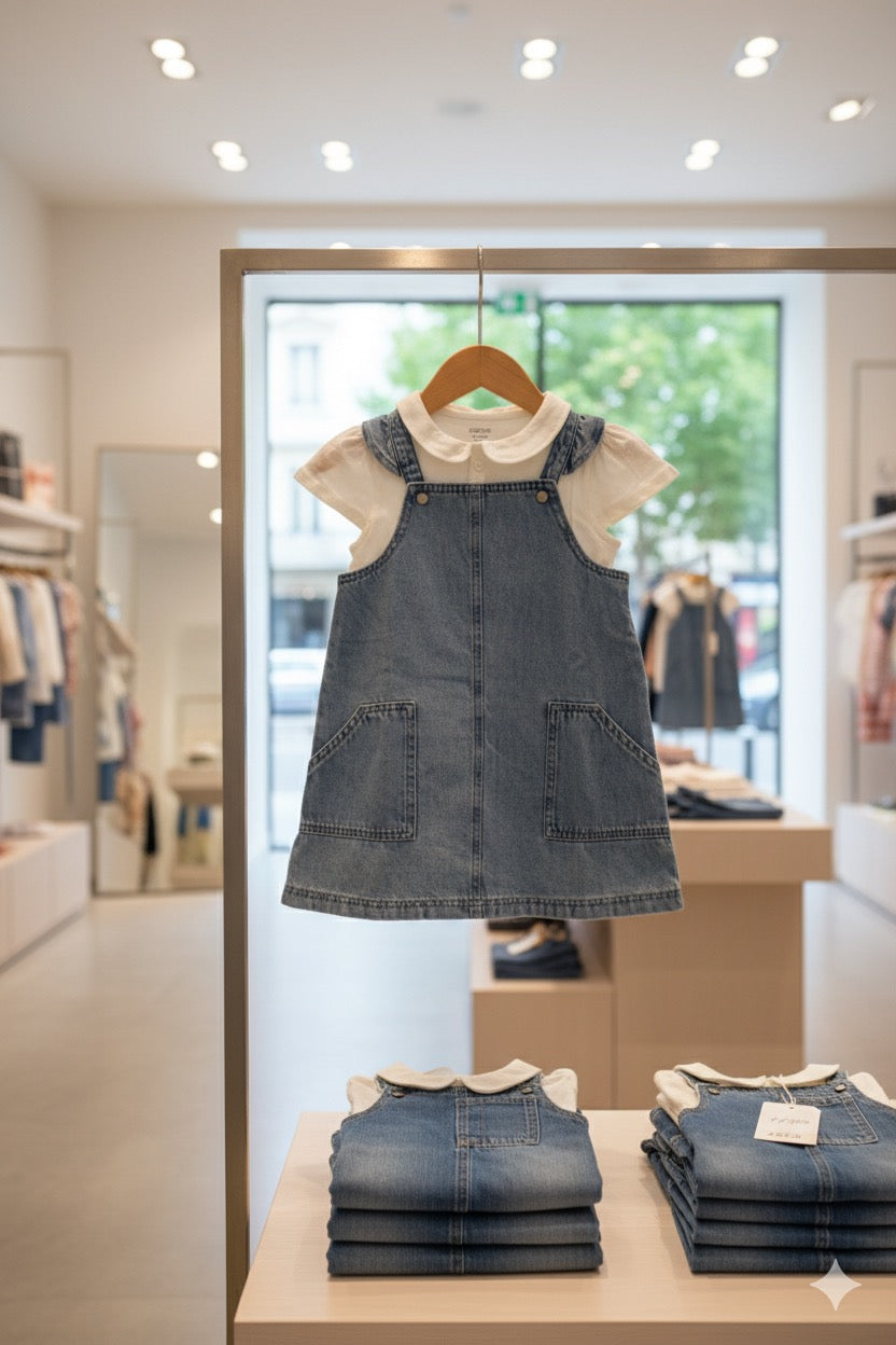 Ensemble 2 pcs robe salopette avec polo