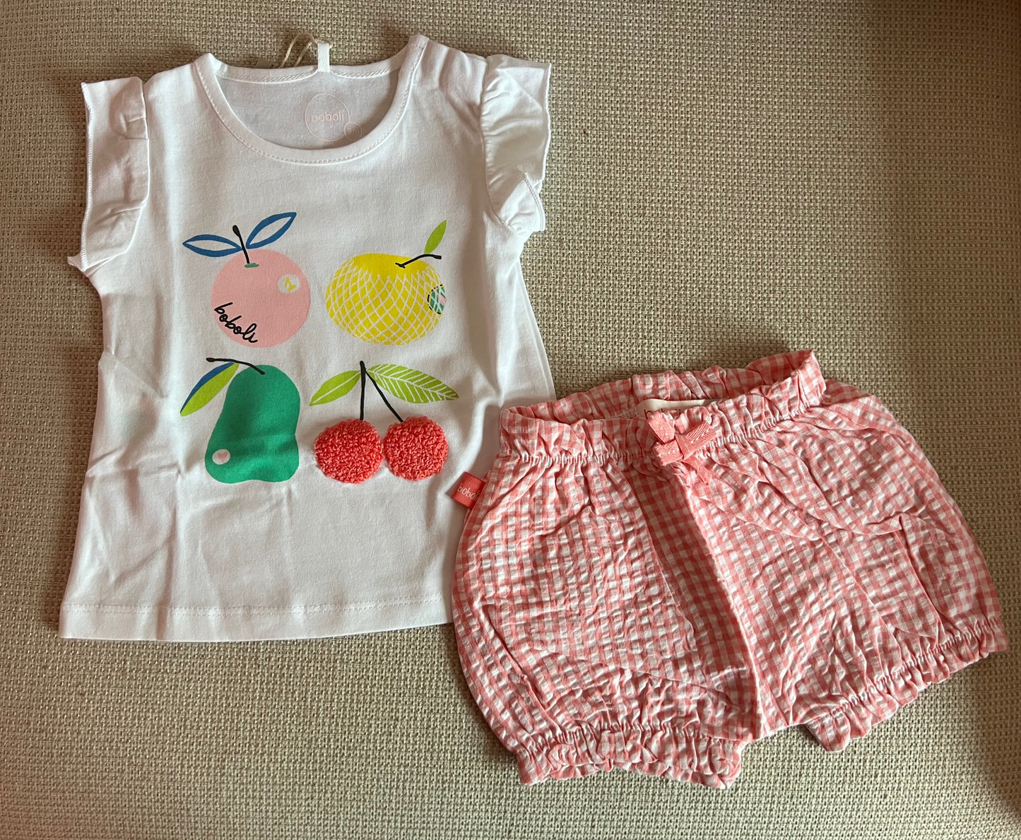 Ensemble 2 pcs Tshirt & bloomer motif cerise Rose