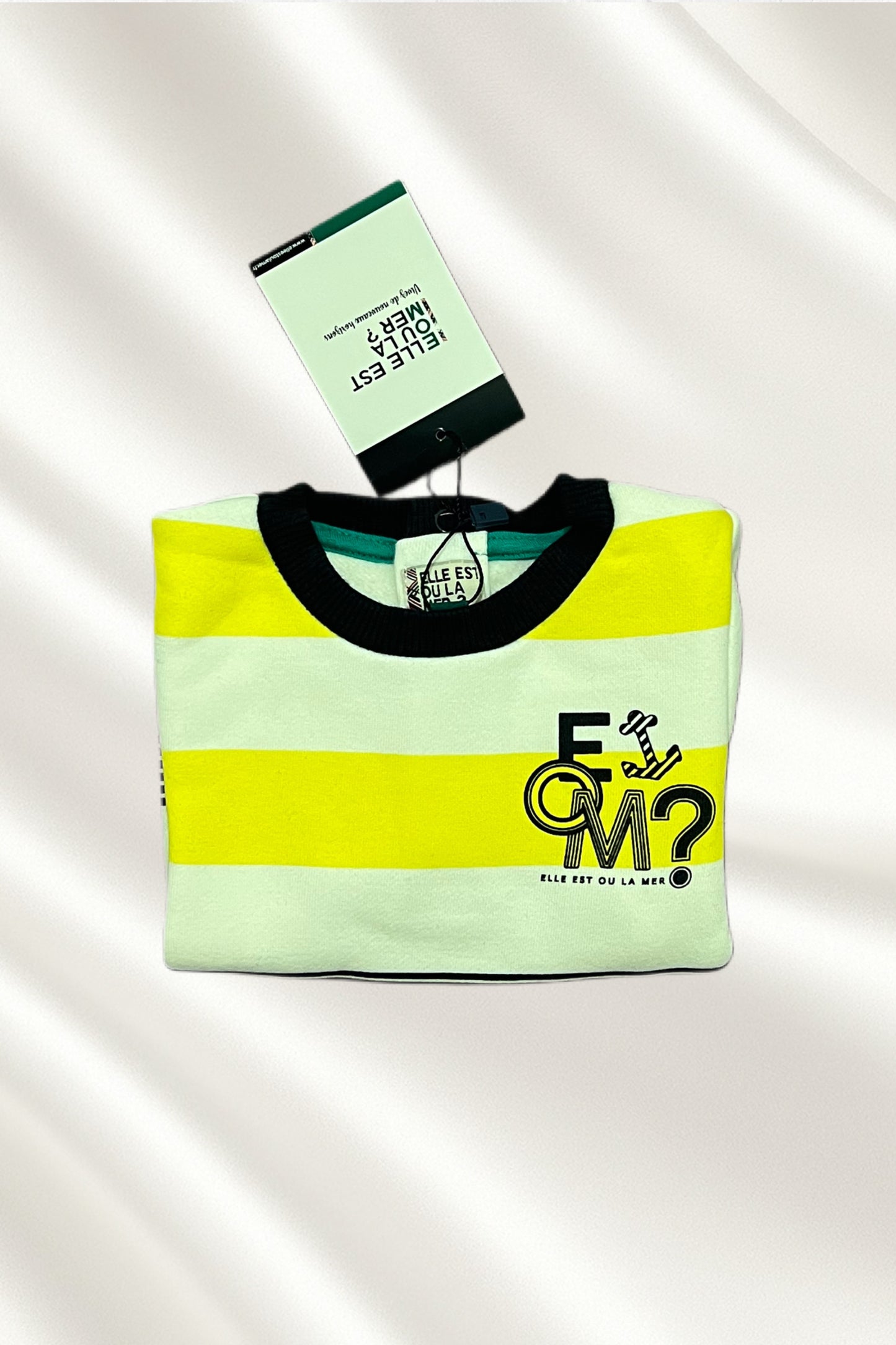 Sweat rayé jaune et bleu marine