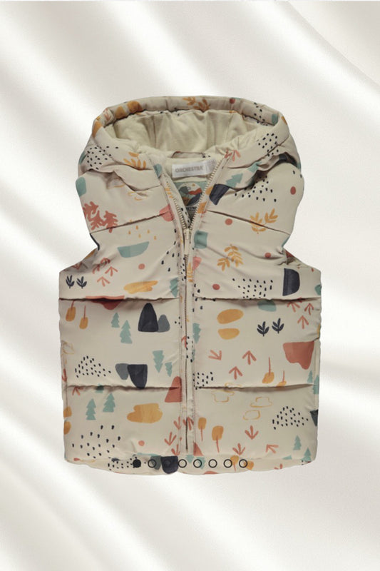 Gilet beige sans manches à capuche