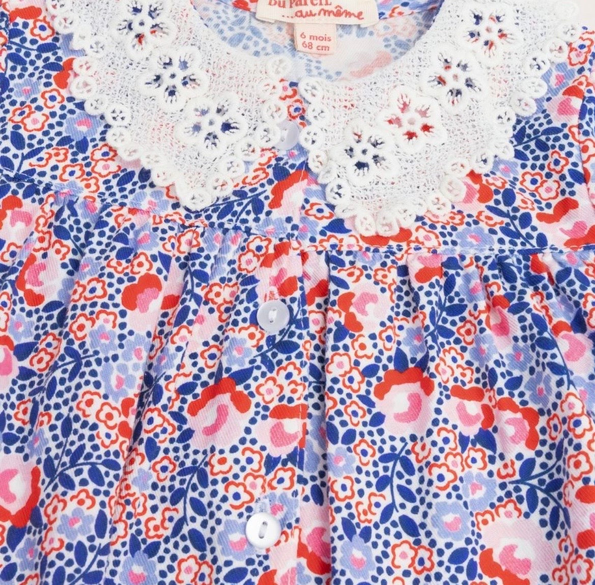 Robe multicolore bleue pink avec manches
