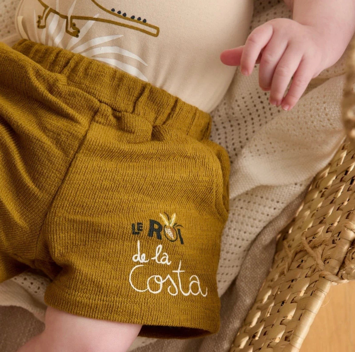 Ensemble 2 pcs Body & short beige kaki garçon