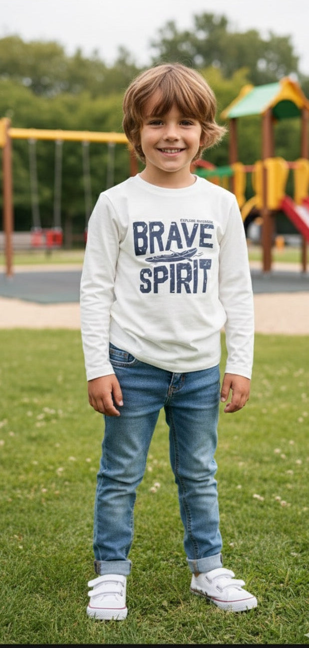 Ensemble 2 pcs Pull manches longues motif Brave & Jean élastique