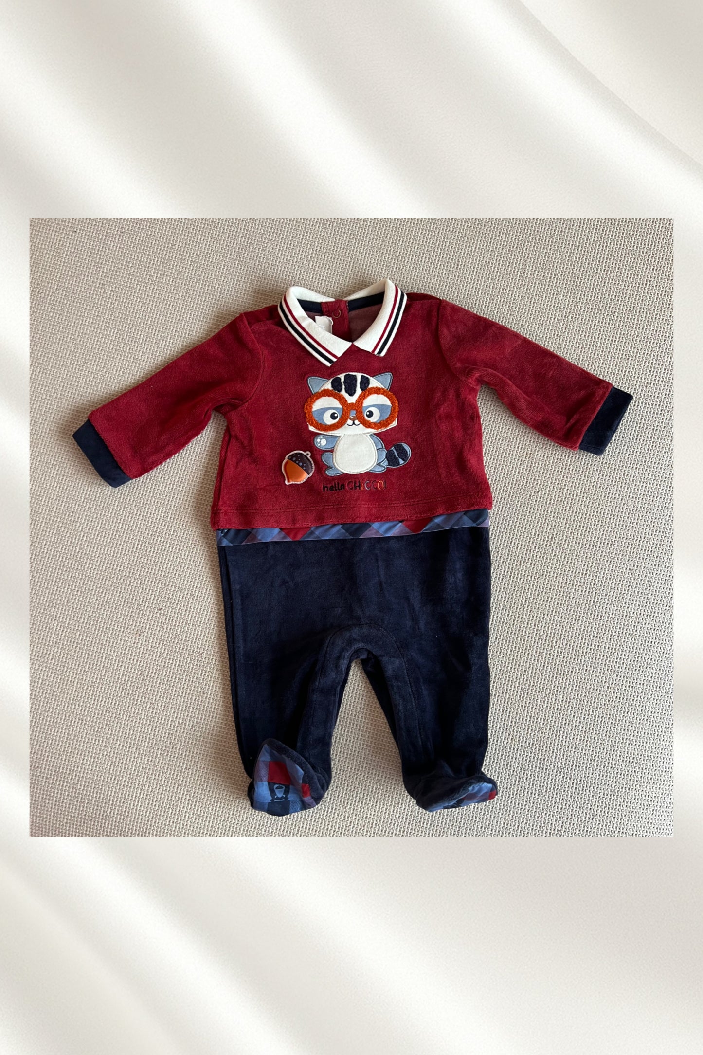 Grenouillère Chicco rouge & bleu marine