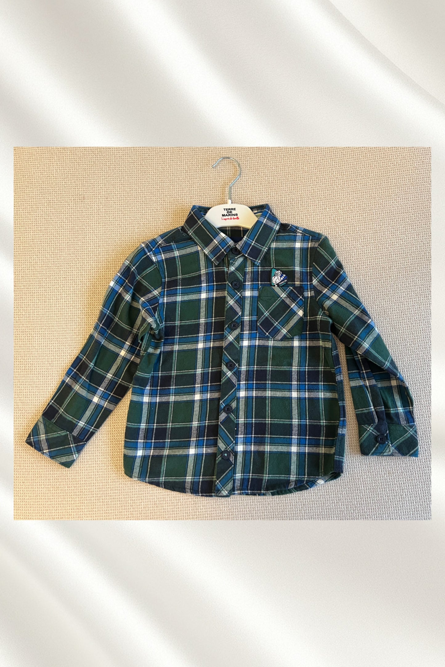 Chemise en carreaux verts pour garçons
