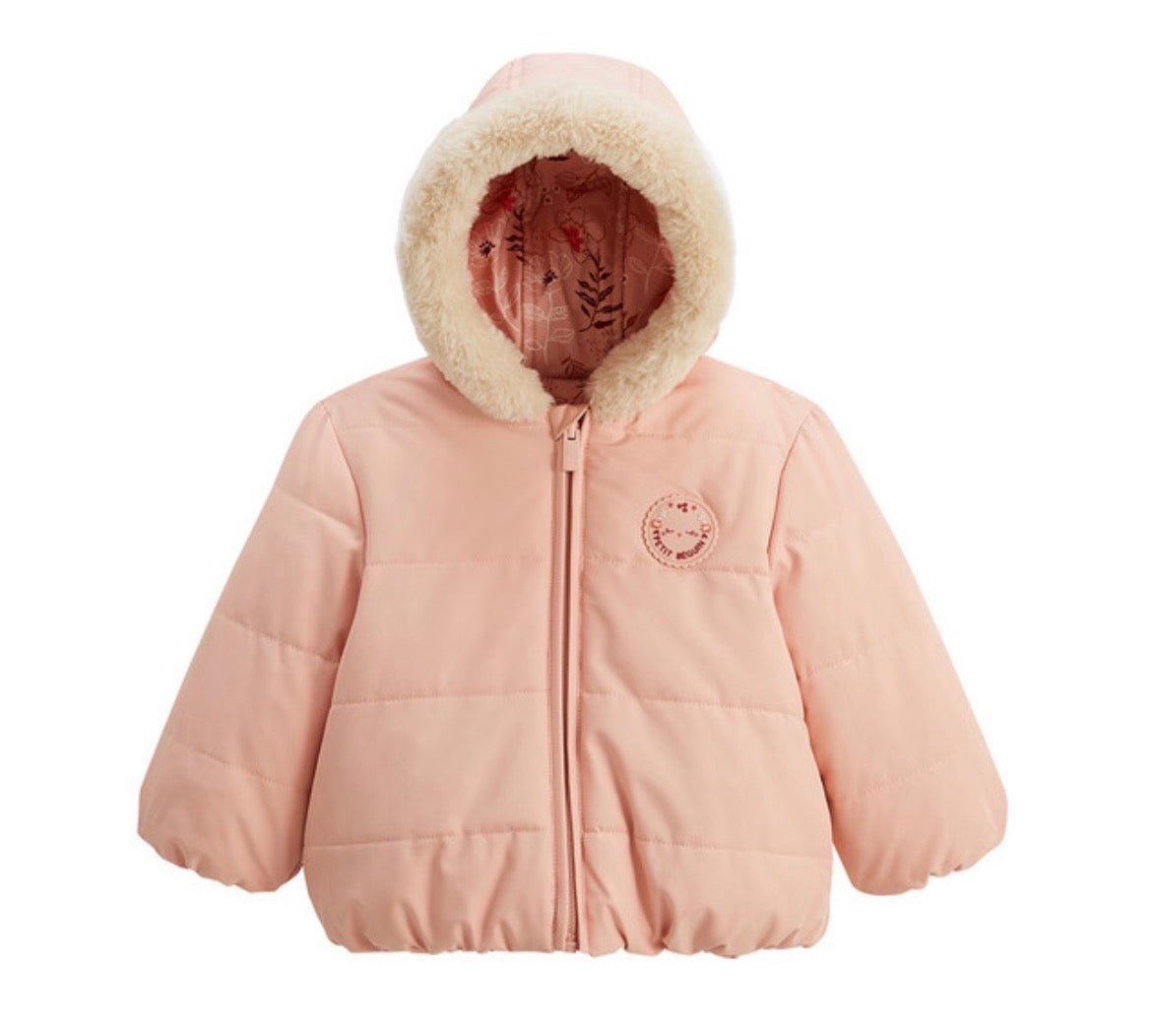 Doudoune réversible imperméable avec capuche en saumon