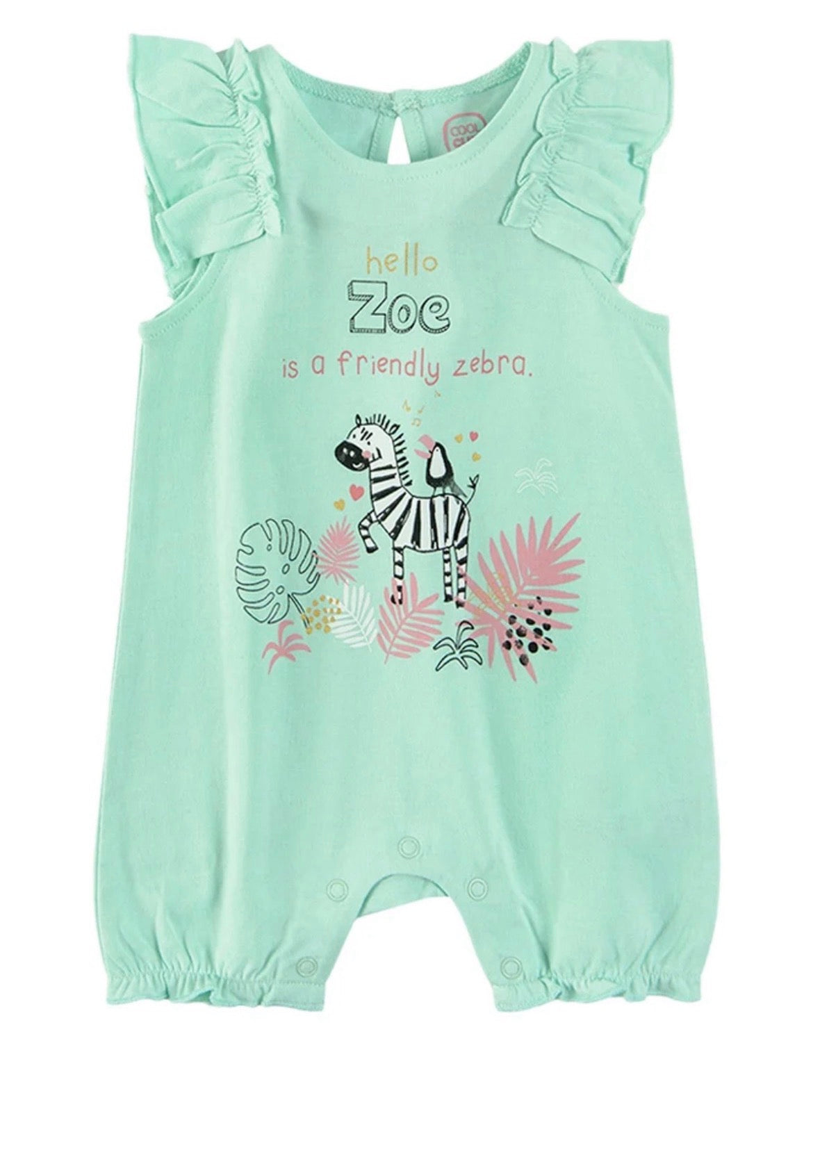 Combinaison vert d'eau motif zèbre