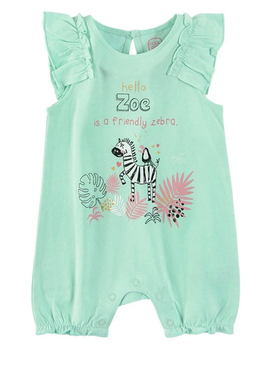 Combinaison vert d'eau motif zèbre