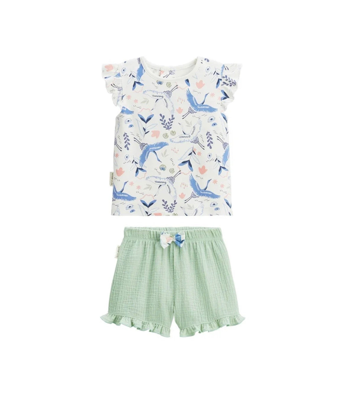 Ensemble 2 pcs Tshirt & short vert en coton Tiana fille