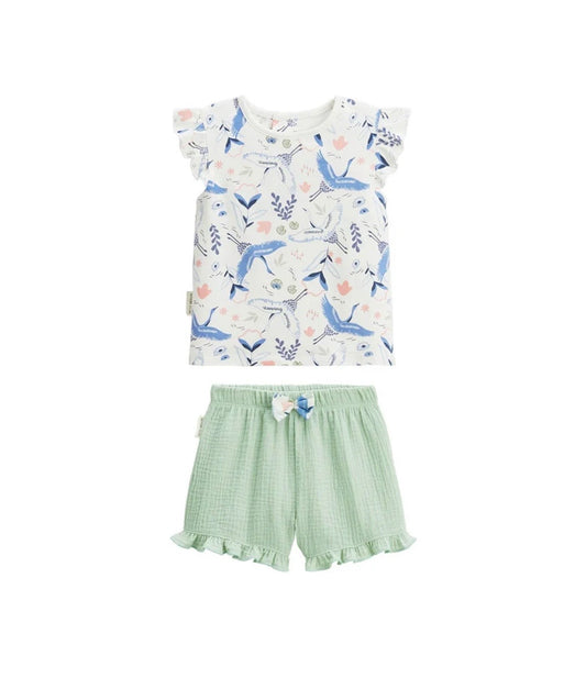 Ensemble 2 pcs Tshirt & short vert en coton Tiana fille