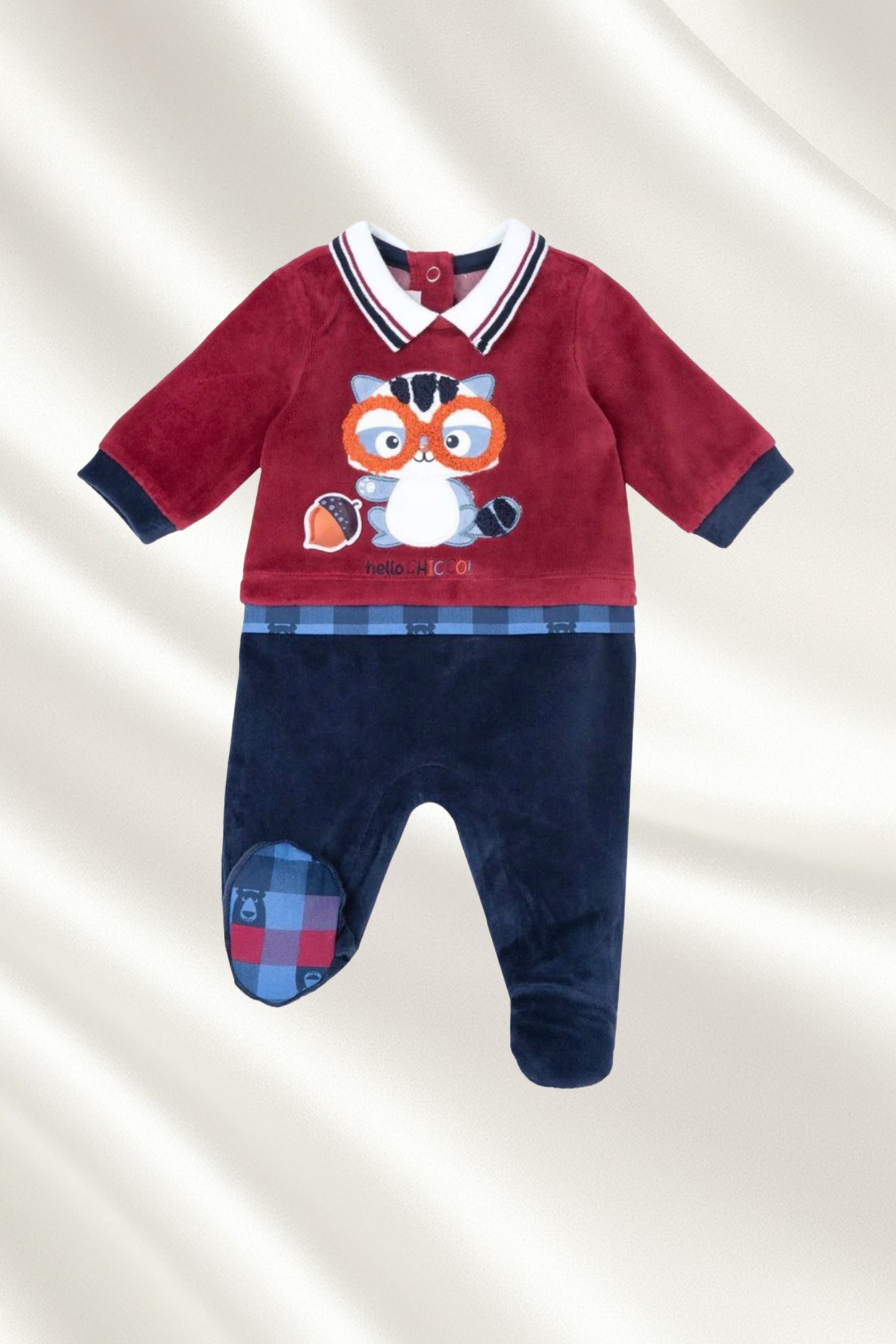 Grenouillère Chicco rouge & bleu marine