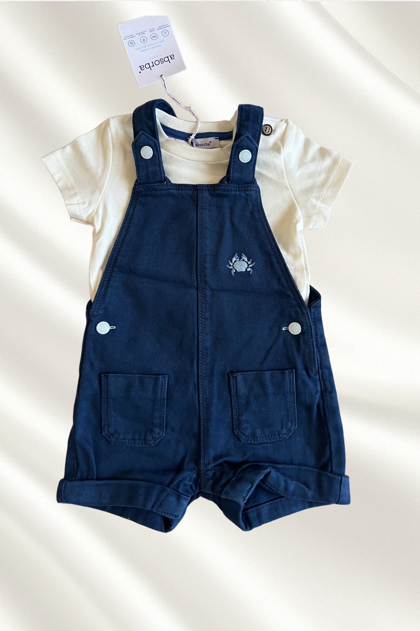 Ensemble 2 pcs salopette courte avec T-shirt