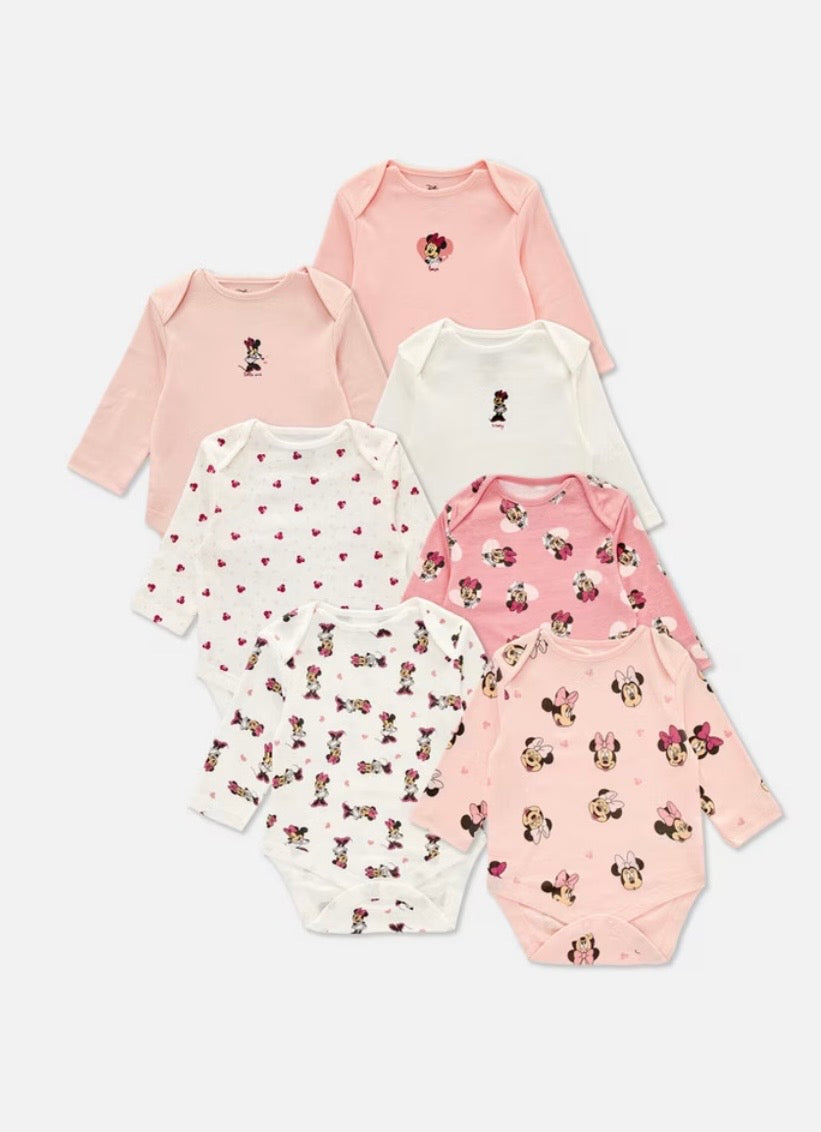 Pack 7 bodies manches longues Disney en Rose