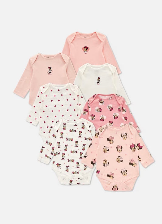 Pack 7 bodies manches longues Disney en Rose