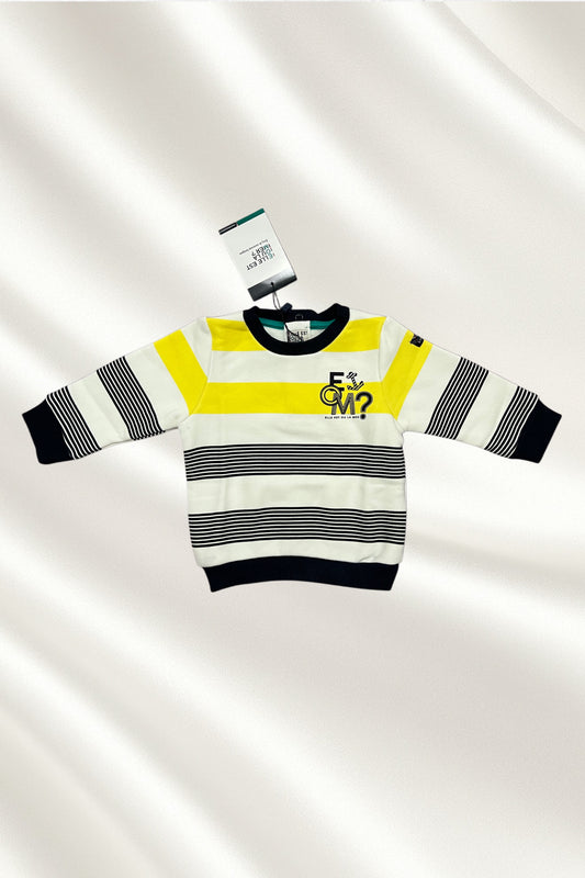 Sweat rayé jaune et bleu marine