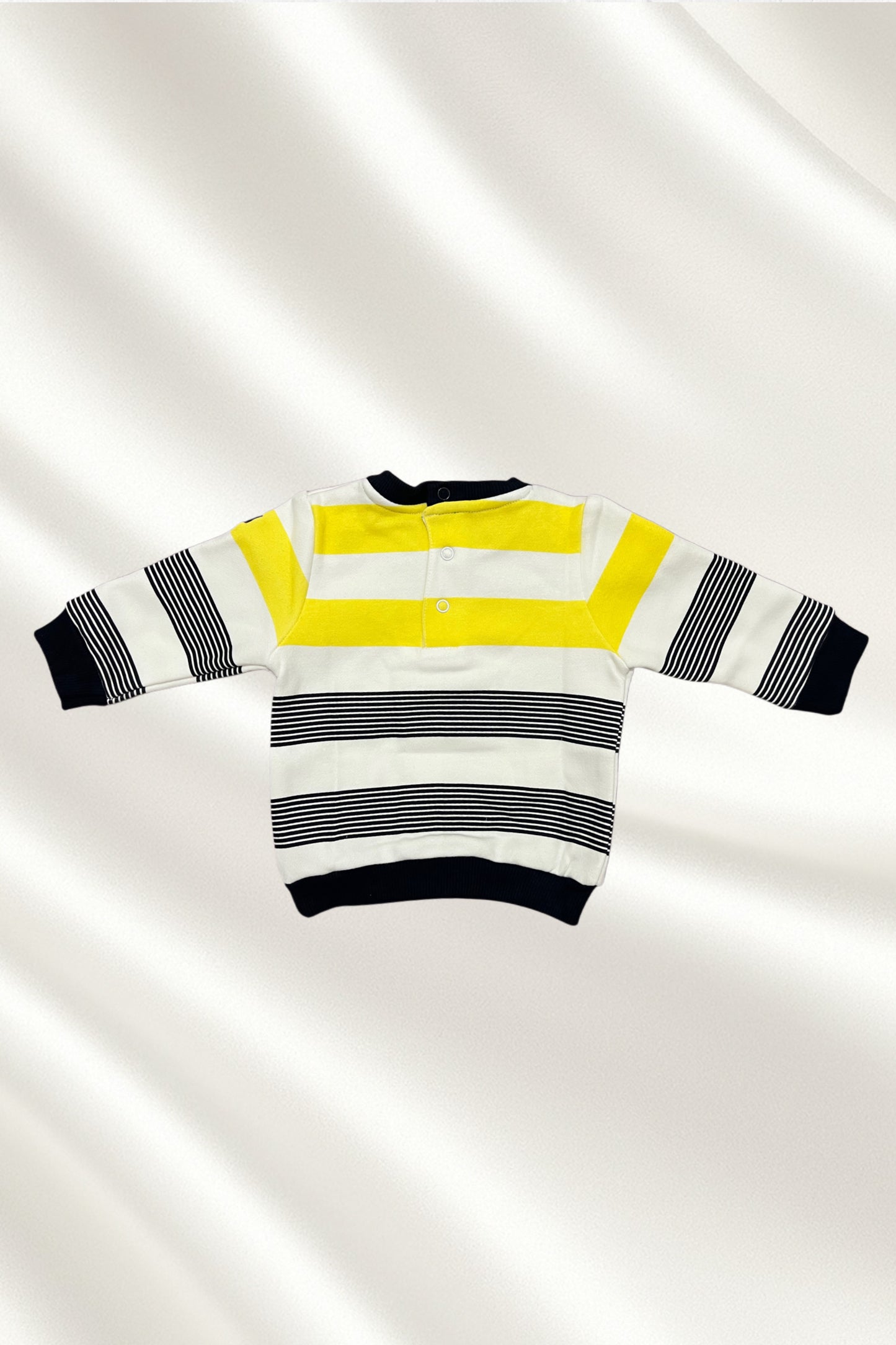 Sweat rayé jaune et bleu marine