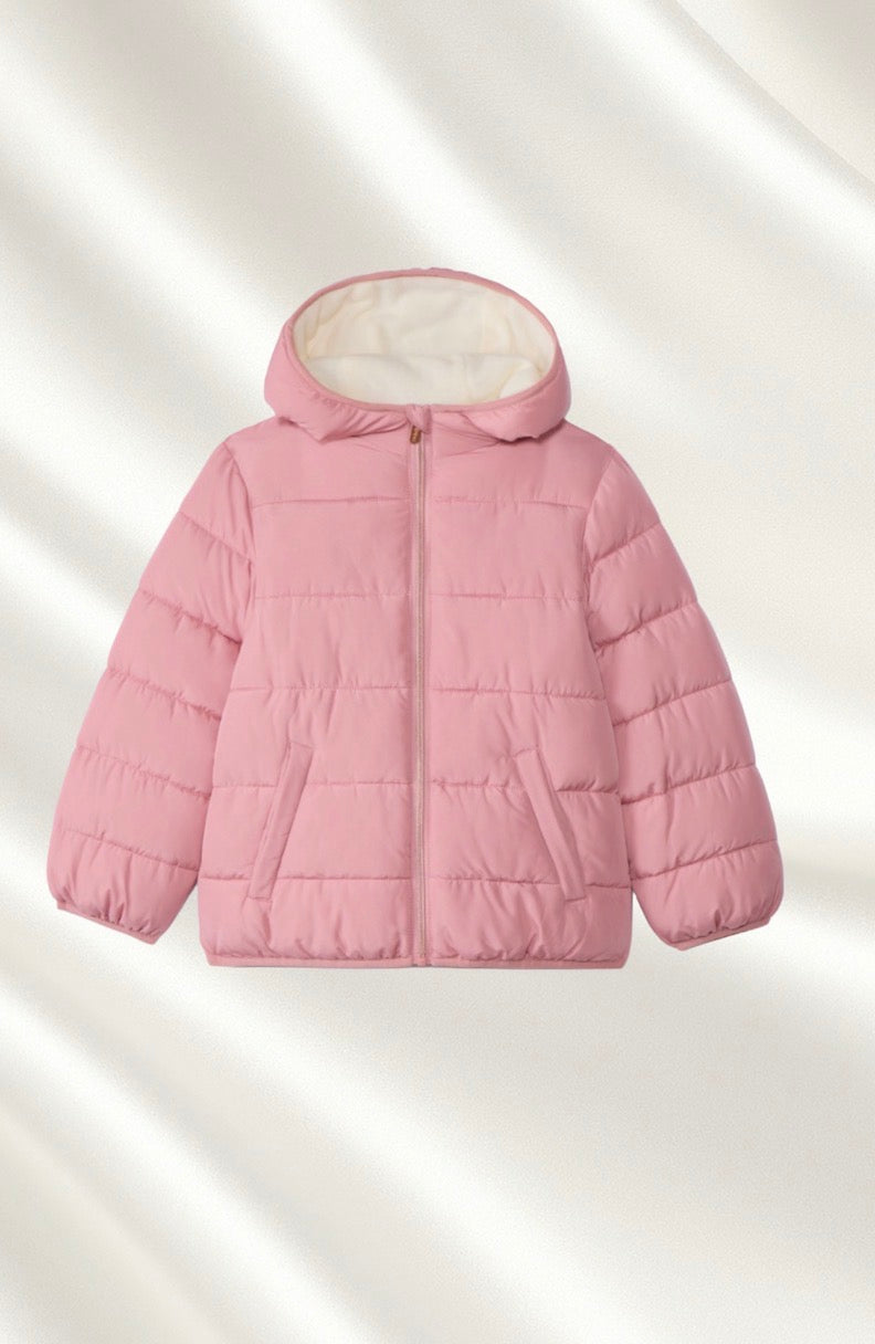 Doudoune rembourrée à capuche rose