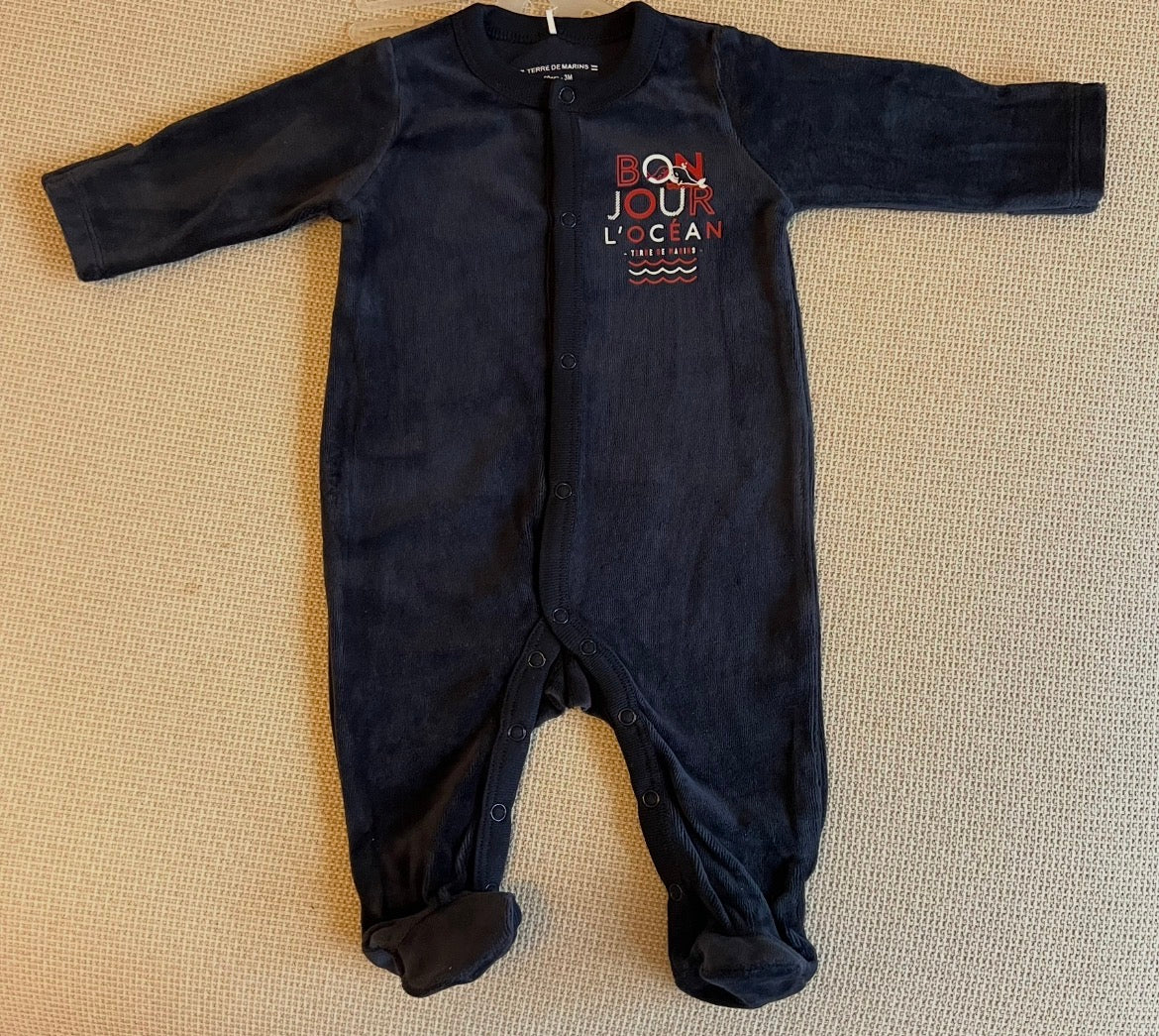 Ensemble dors bien 3 pcs en bleu marine