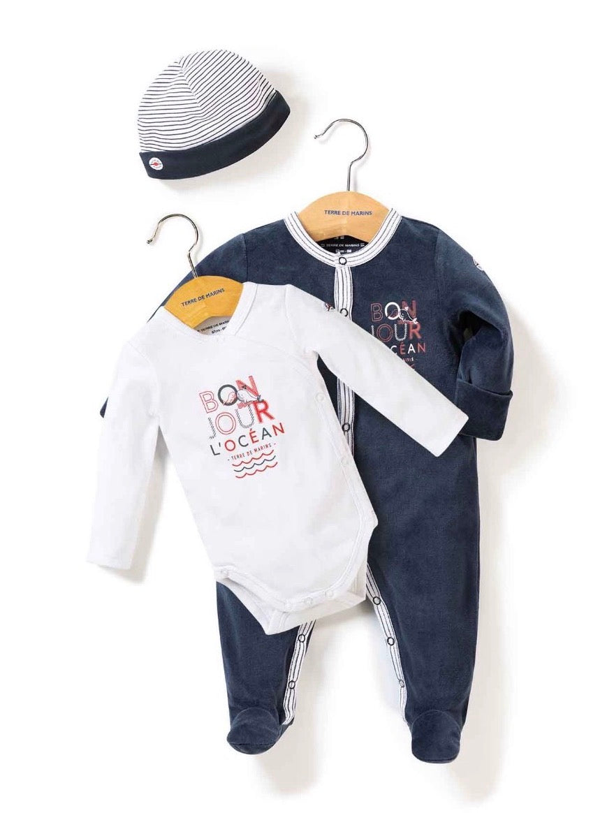 Ensemble dors bien 3 pcs en bleu marine