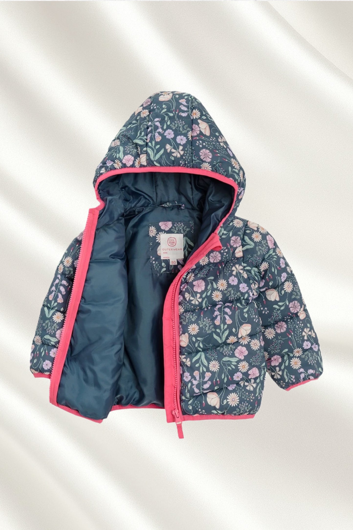 Doudoune fleurie en Bleu pour filles