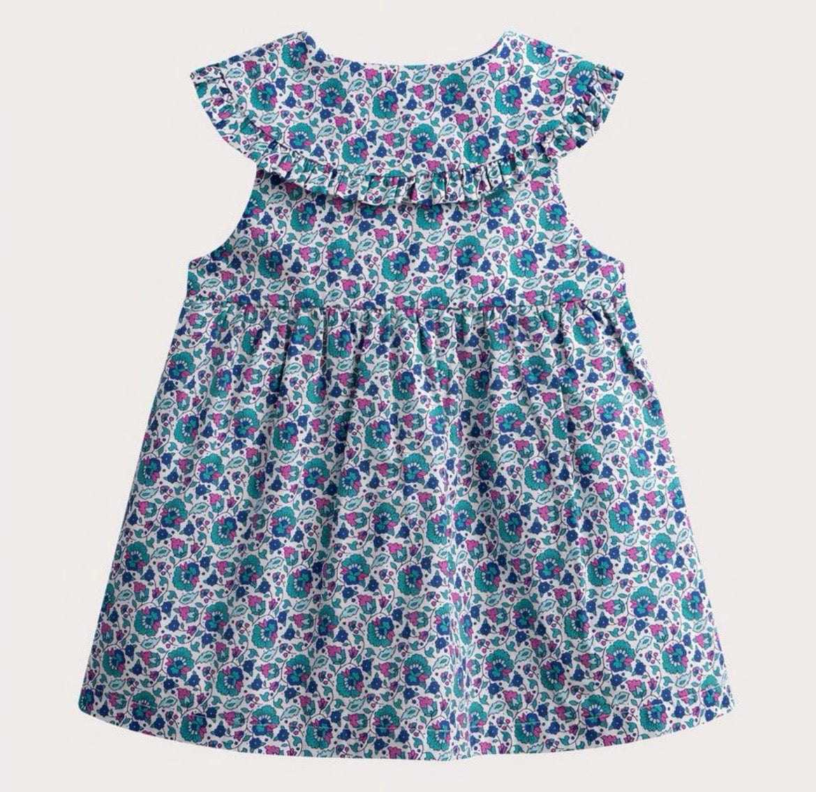 Robe bleue fleurie avec boutons