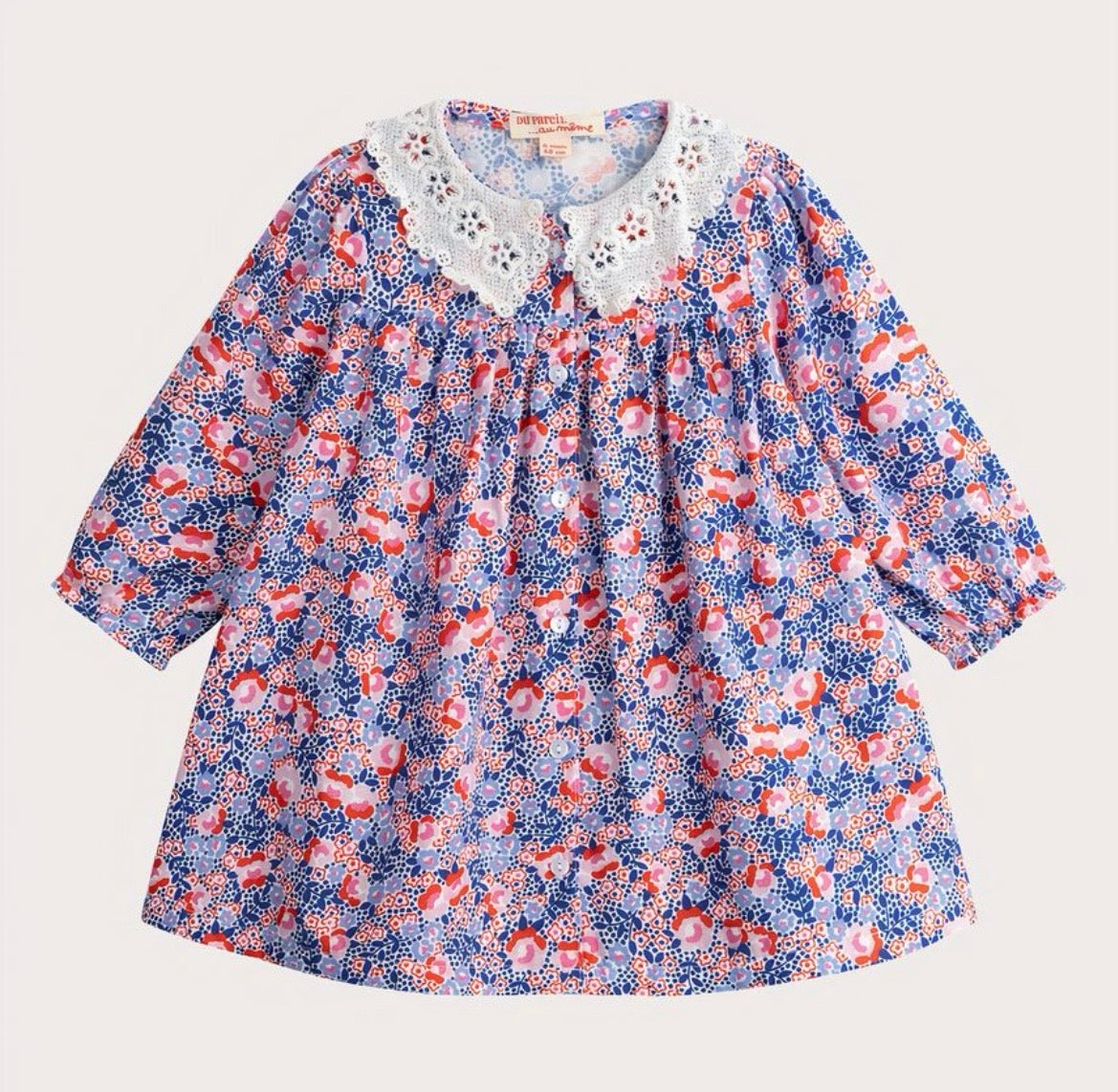 Robe multicolore bleue pink avec manches