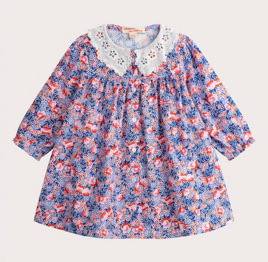 Robe multicolore bleue pink avec manches
